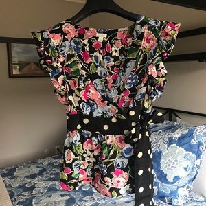 Anthropology floral wrap shirt